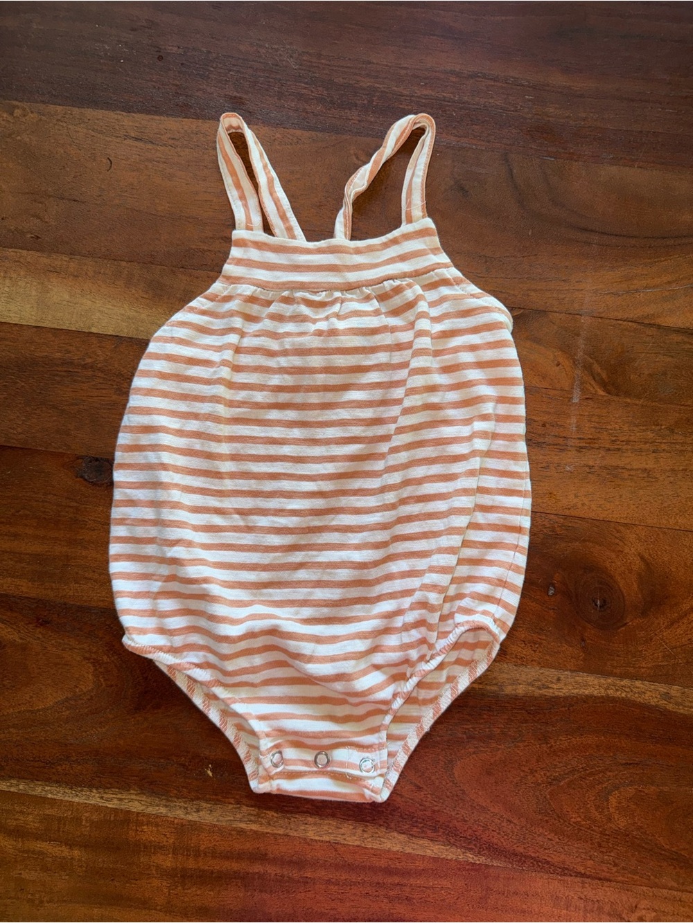 Striped‎ Peach & White Baby Romper - Sleeveless One-Piece